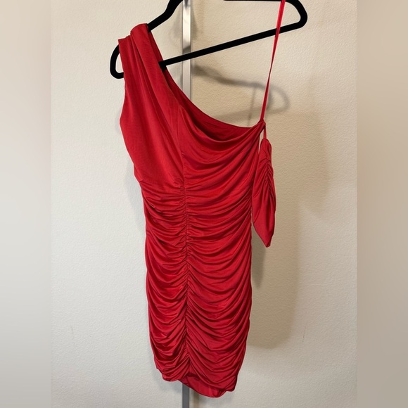 Aqua Womens One Shoulder Mini Cocktail and Party Dress - Picture 3 of 5